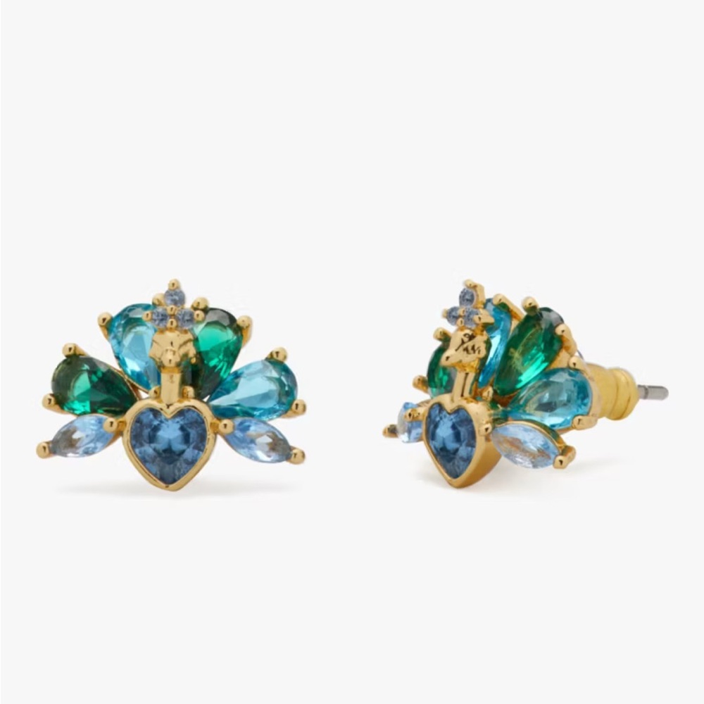 Kate Spade New York Perfect Plume Peacock Studs ~ Colorful Rhinestone Earrings